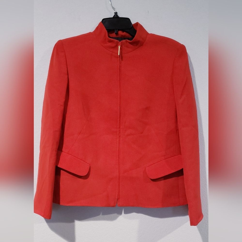 Kasper Red Hot Zip Up Blazer Size 12P
